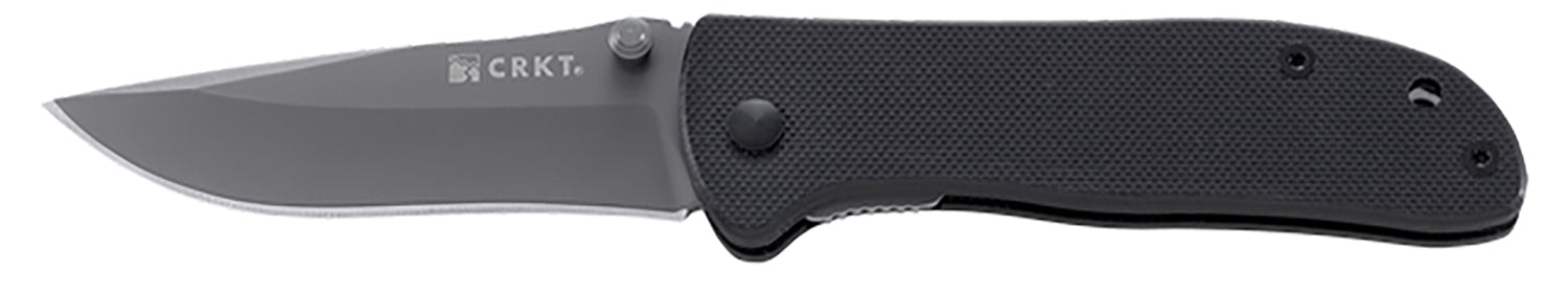 CRKT 6450K Drifter Folding Knife 2.88" Drop Point Plain Edge Gray TiCN 8Cr14MoV SS Blade, Black G10 Handle