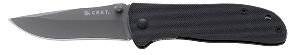 CRKT 6450K Drifter Folding Knife 2.88" Drop Point Plain Edge Gray TiCN 8Cr14MoV SS Blade, Black G10 Handle