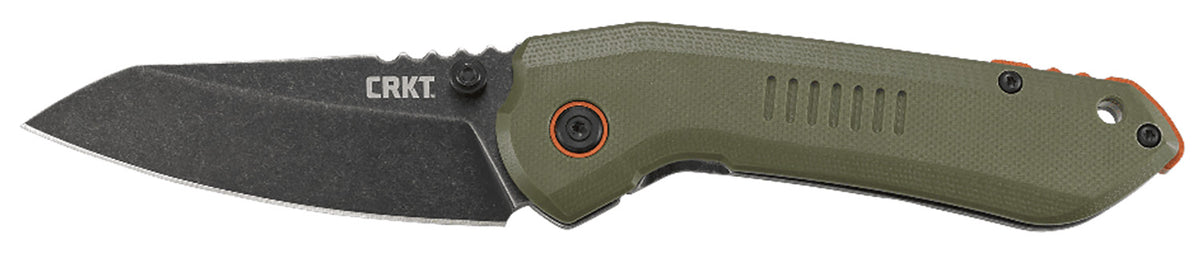 CRKT 6280 Overland Folding Knife 3" Plain Sheepsfoot Stonewashed 8Cr13MoV SS Blade, Green G10 Handle Includes Pocket Clip