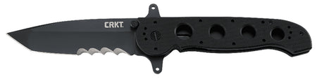 CRKT M1614SFG M16 Folding Knife 3.99" Tanto Veff Serrated Black Teflon Coated Stainless Blade, Black G10 Handle and Clip