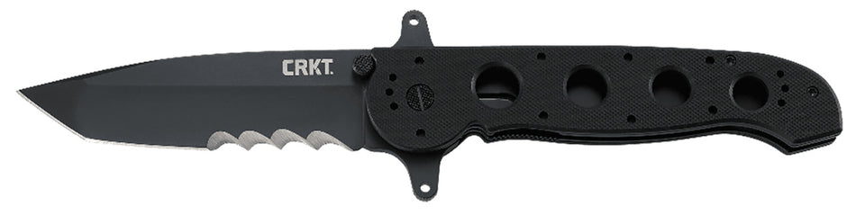 CRKT M1614SFG M16 Folding Knife 3.99" Tanto Veff Serrated Black Teflon Coated Stainless Blade, Black G10 Handle and Clip
