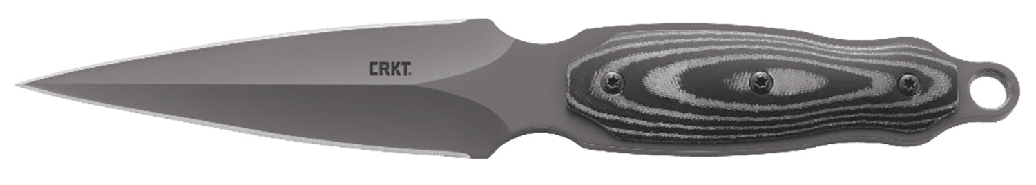 CRKT 2075 Shrill Tactical Boot Knife 4.77" Plain Dual-Edge Gray TiN 8Cr13MoV SS Blade, Black/Gray Handle Includes Sheath