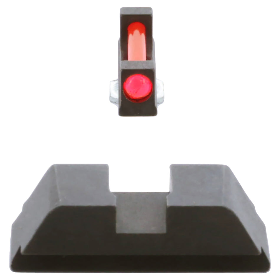 AmeriGlo GFT113 Glock Range Series Sight Set Red Fiber Optic Front Sight Black Flat Rear