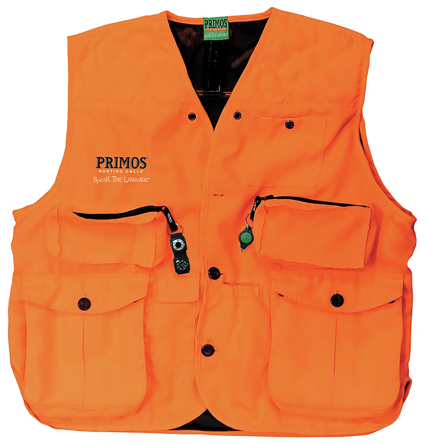 Primos 65701 Blaze Orange GunHunter's Hunting Vest Medium with Compass & LED