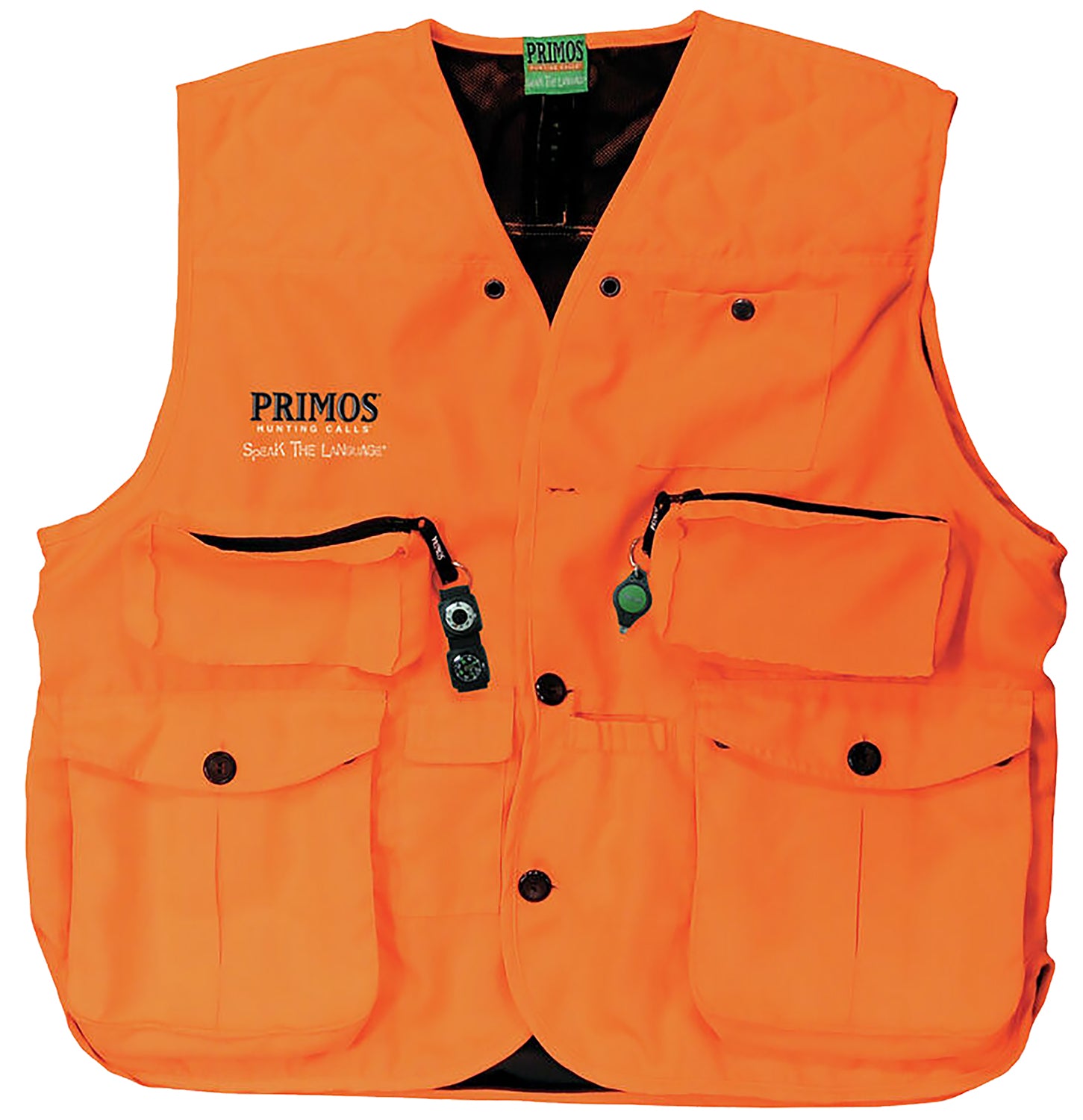 Primos 65702 Blaze Orange GunHunter's Hunting Vest Large with Compass & LED