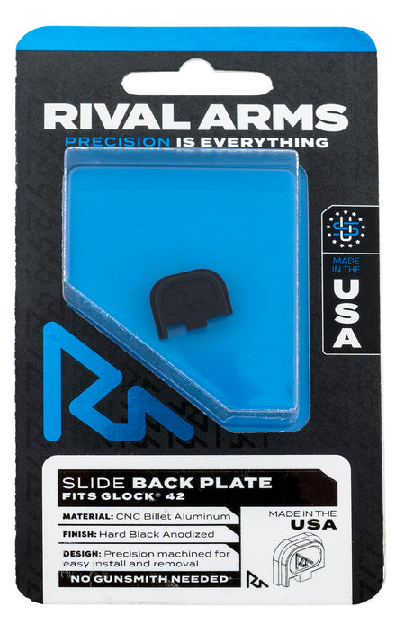Rival Arms RA43G003A Single Stack Slide Back Cover Plate for Glock 42 Black Anodized