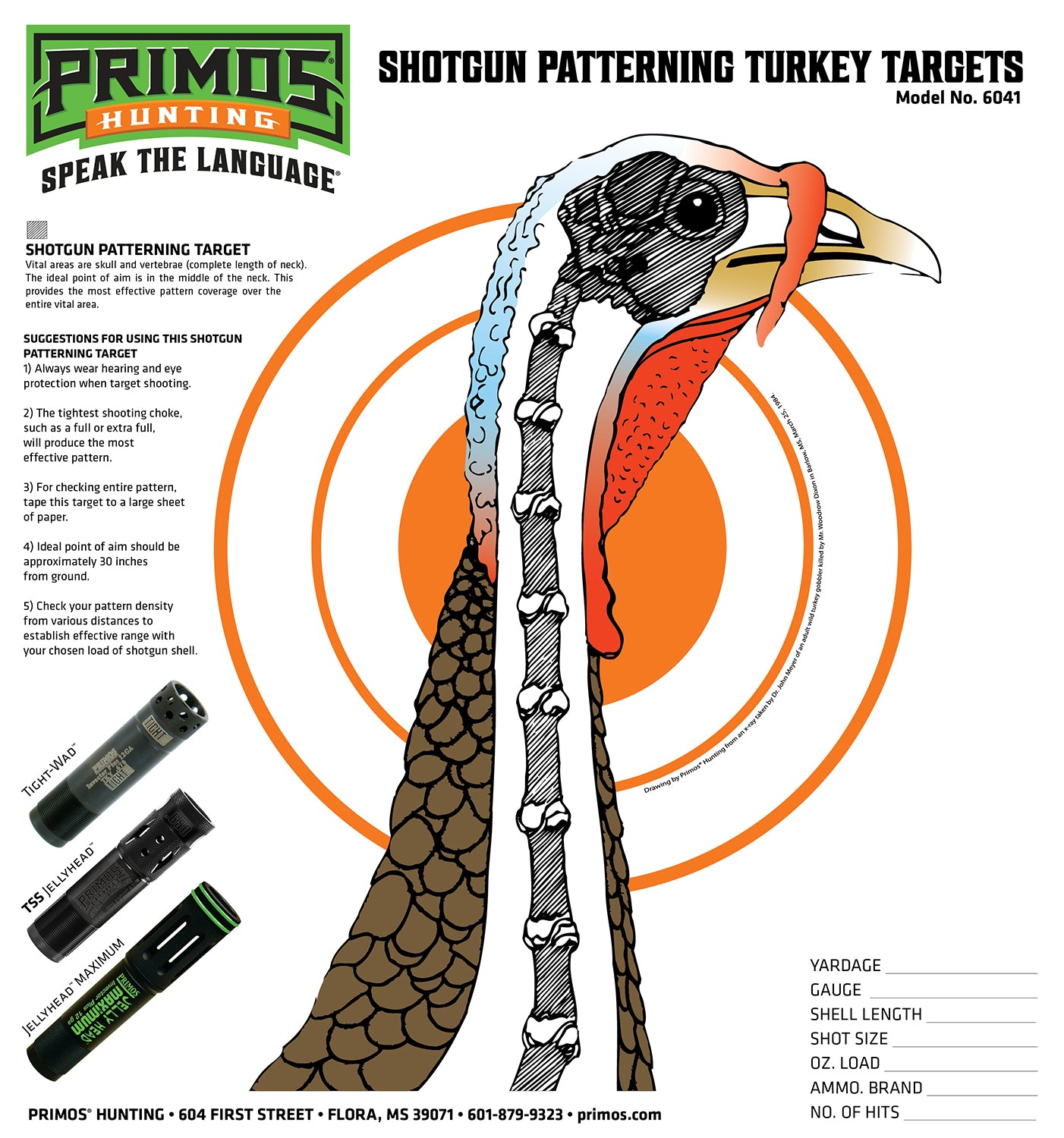 Primos 6041 Turkey Patterning Paper Targets Shotgun 10.75"x11.50" Multi-Color 12 PK