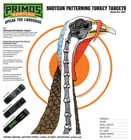 Primos 6041 Turkey Patterning Paper Targets Shotgun 10.75"x11.50" Multi-Color 12 PK