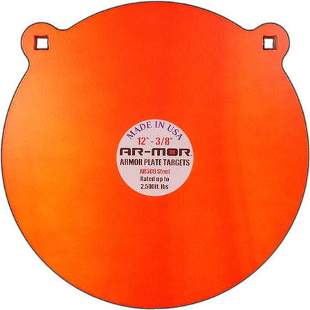AR-MOR AR500 Steel Round Gong 12" 3/8" Thick Orange