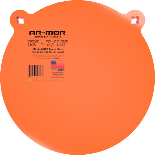 AR-MOR MIL41600 Steel Round Gong 12" 7/16" Thick Orange