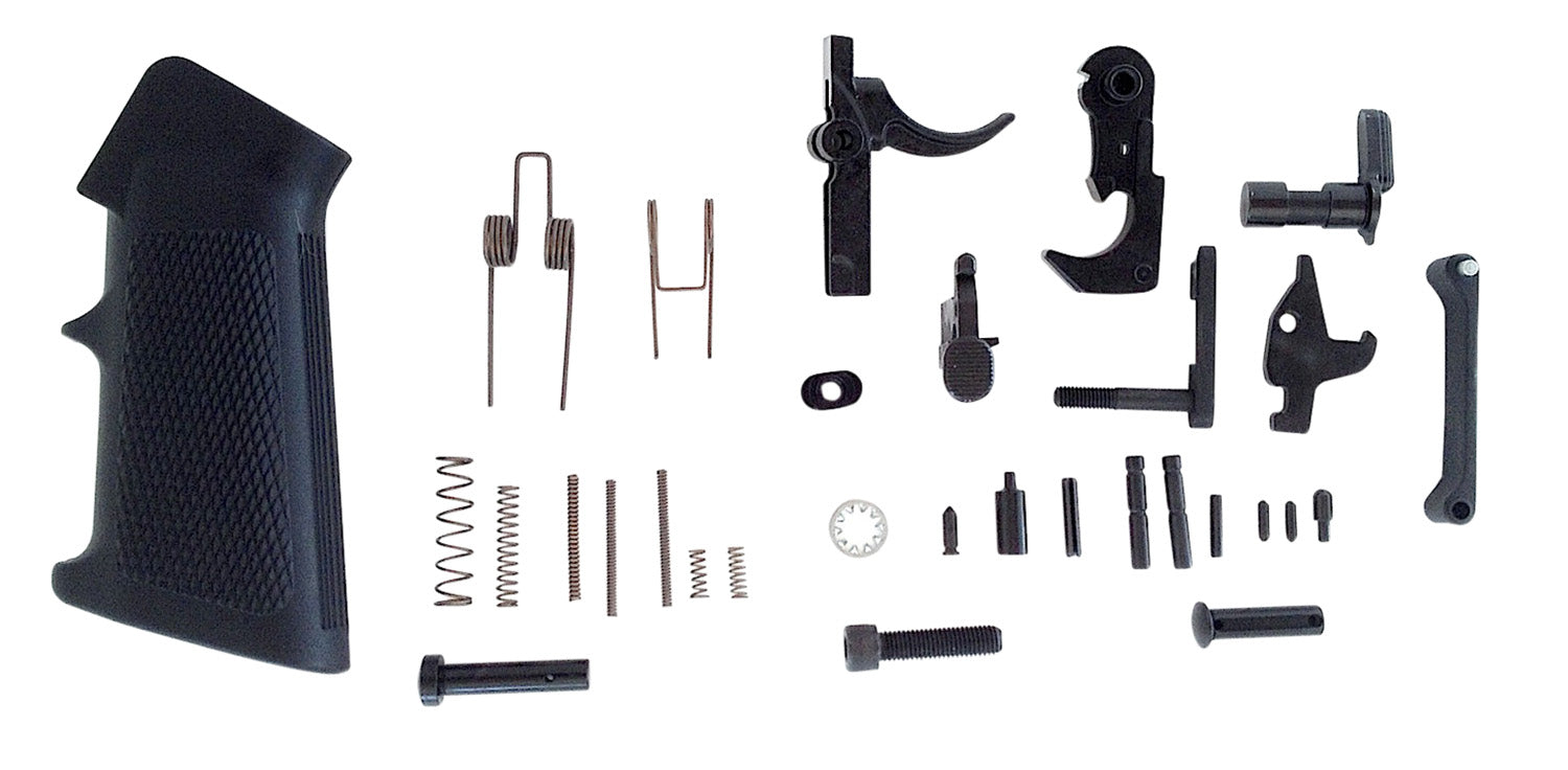 LBE Unlimited AR15LPKT AR-15 Full Lower Parts Kit with Pistol Grip & Trigger Guard Black