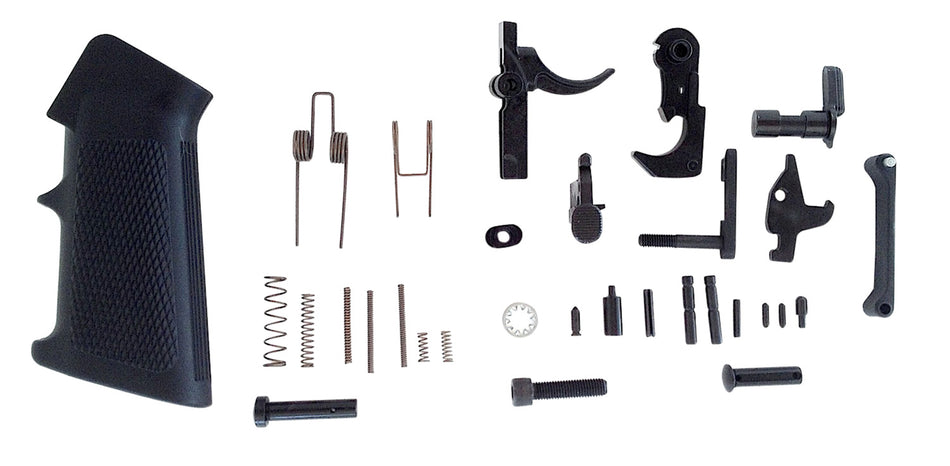 LBE Unlimited AR15LPKT AR-15 Full Lower Parts Kit with Pistol Grip & Trigger Guard Black