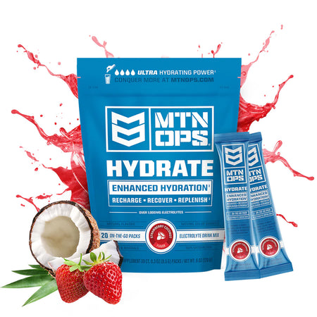 MTN OPS Hydrate Electrolyte Drink Mix Strawberry Coconut Trail Pack (20 ct)