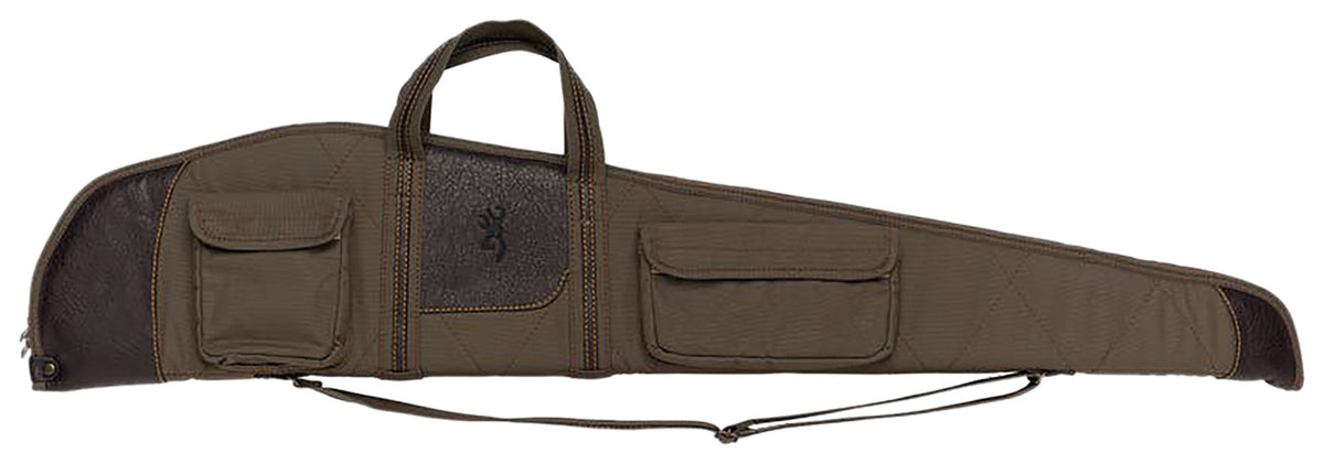 Browning 1415048448 Laredo 48" Olive Canvas Leather Trim Rifle Case Closed-Cell Foam