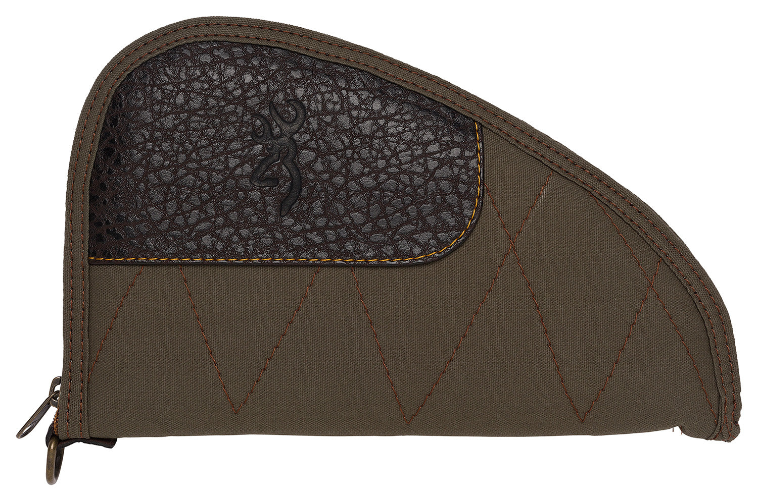 Browning 1435048411 Laredo 11" Olive Canvas Handgun Rug Brown Leather Accents Foam Padded