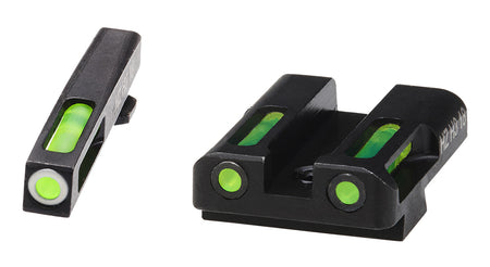 HiViz GLN329 Glock LiteWave H3 Day/Night Sight Set for .45/10mm - White Outline Tritium Front, Green Rear