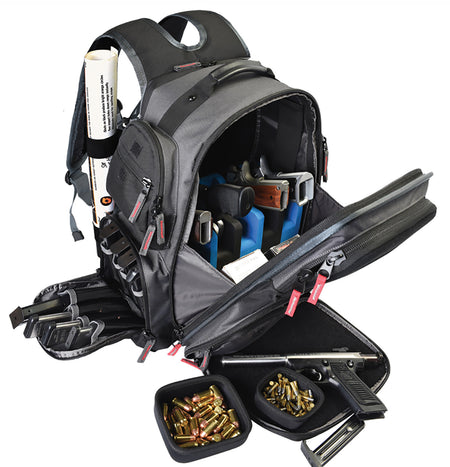 GPS 1812BPG Executive Backpack Gray 5-Handgun Capacity Visual ID Storage