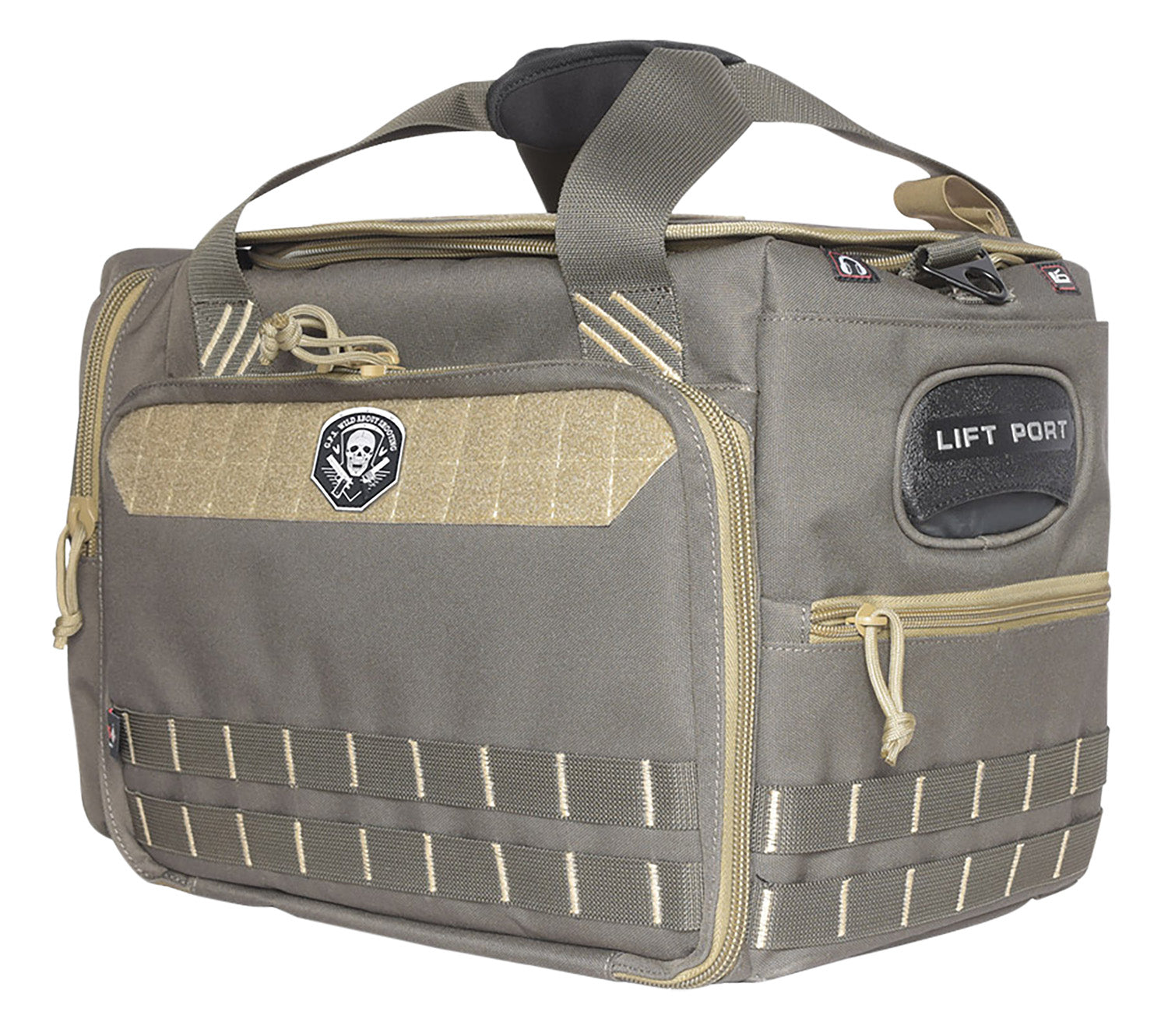 GPS Bags Medium/Large Rifle Green Nylon Range Bag with Lockable Zippers and Mag Pockets, 5 Handgun Capacity