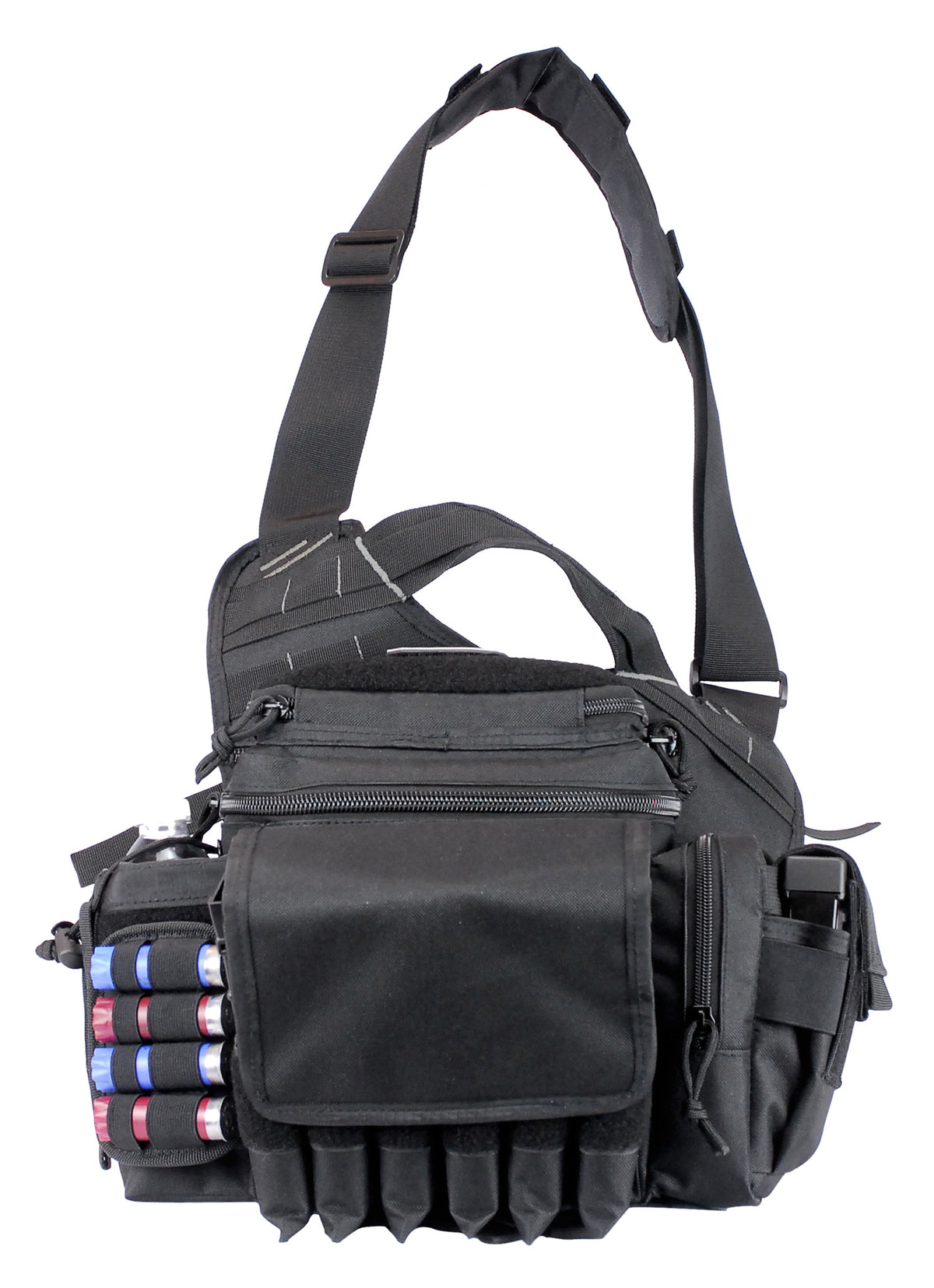 GPS Bags Rapid Deployment Sling Pack Black with 4 AR Mag Pouches, Pistol Mag Pouch and Shotgun Shell Pods
