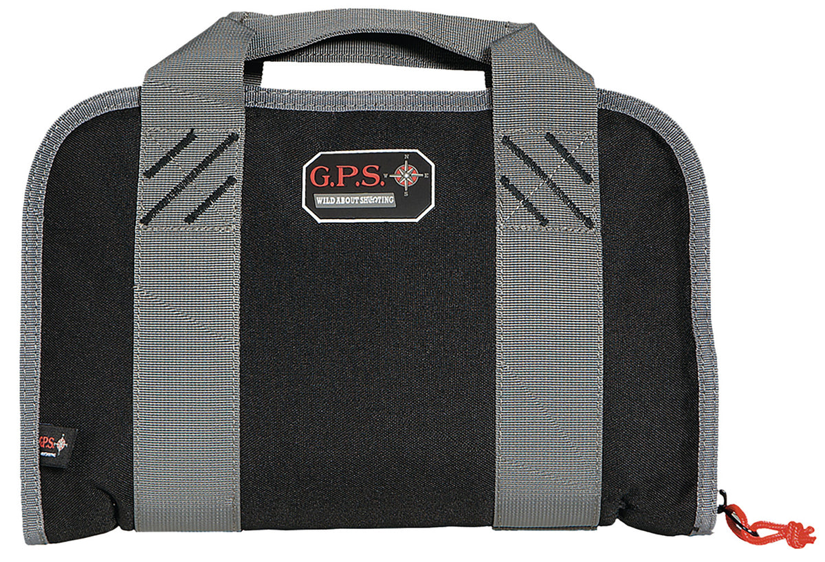 GPS Bags Compact Double Pistol Case Black, Visual ID System, Accessory Pockets, 1-2 Handgun Capacity