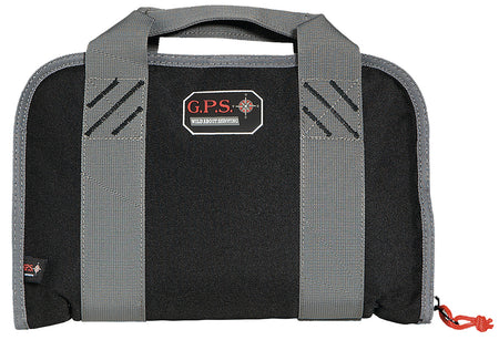 GPS Bags Compact Double Pistol Case Black, Visual ID System, Accessory Pockets, 1-2 Handgun Capacity
