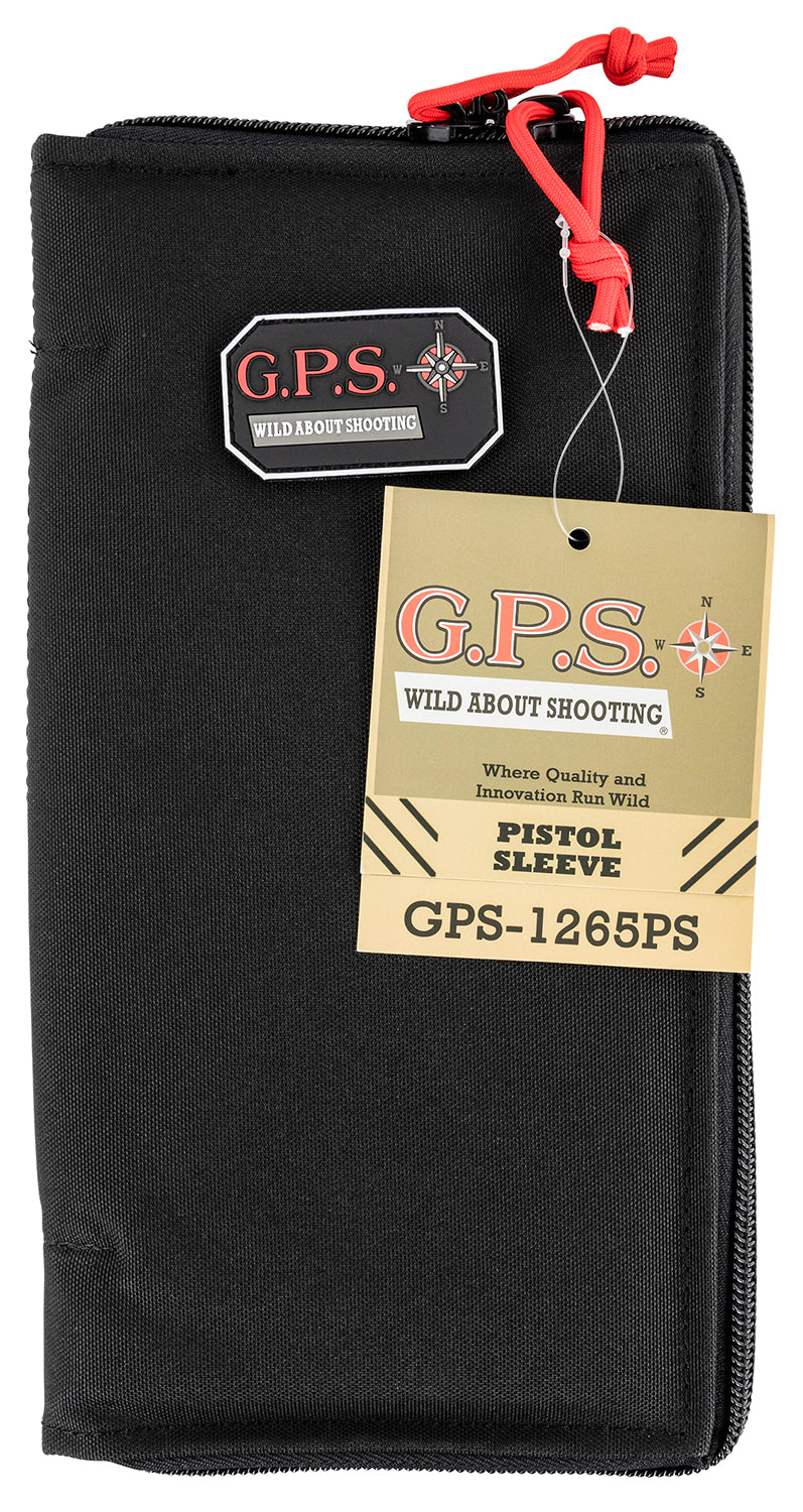 GPS Bags Large Black Nylon Pistol Sleeve with Thin Profile and Lockable Zippers, Holds 1 Pistol