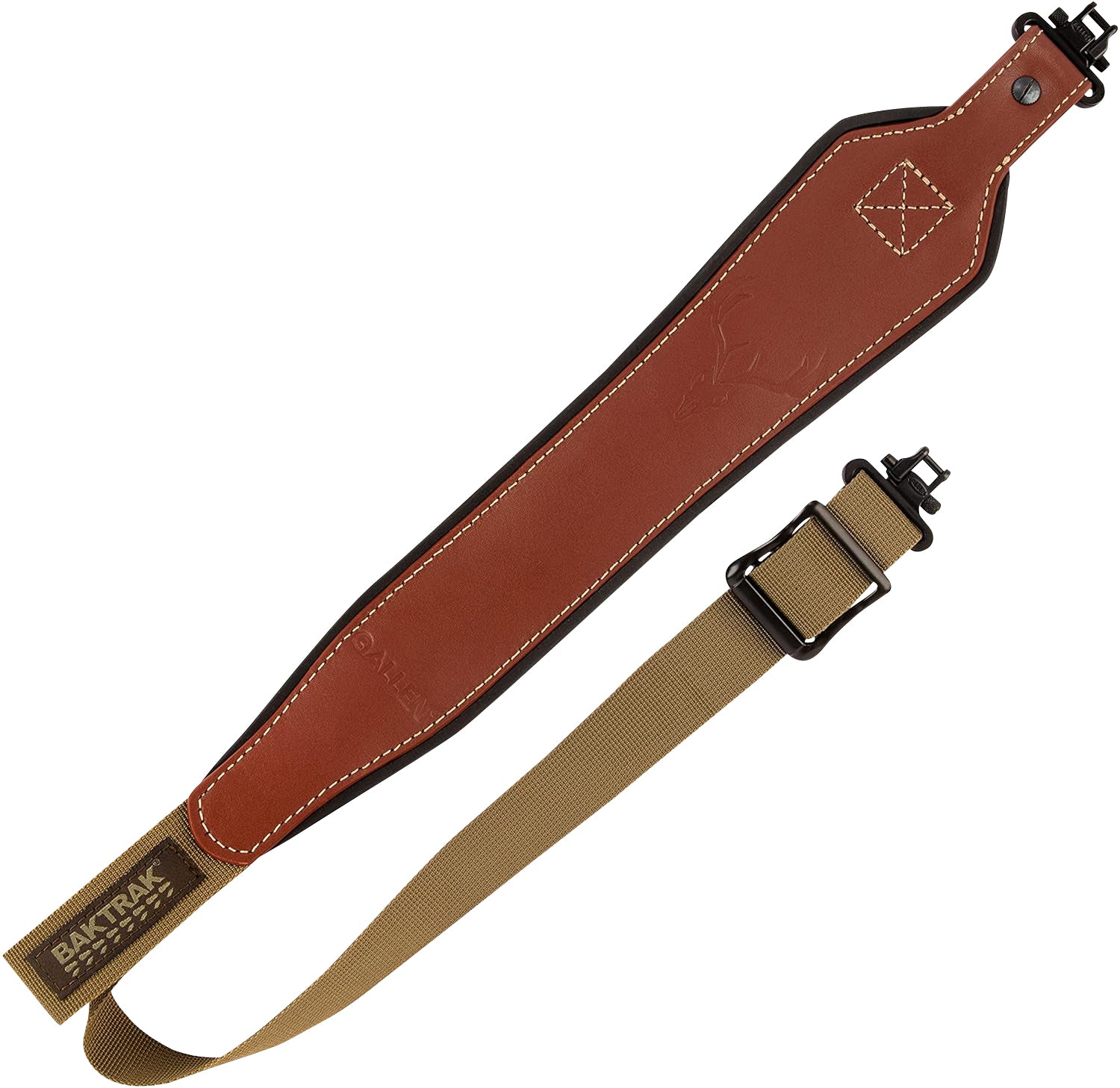 Allen 8391 BakTrak Brown Full Grain Leather Rifle Shotgun Sling Quick-Adjust with 300-lb Swivels
