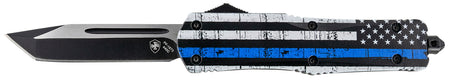 Templar Knife Gen II Back The Blue LBTB231 Large 3.50" OTF Tanto Plain Black Oxide 440C Stainless Blade w/ Glass Breaker