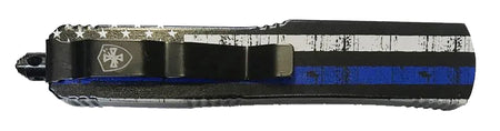 Templar Knife Gen II Back The Blue MBTB331 Slim 3.43" OTF Drop Point Plain 440C SS Blade 5.05" Aluminum Handle