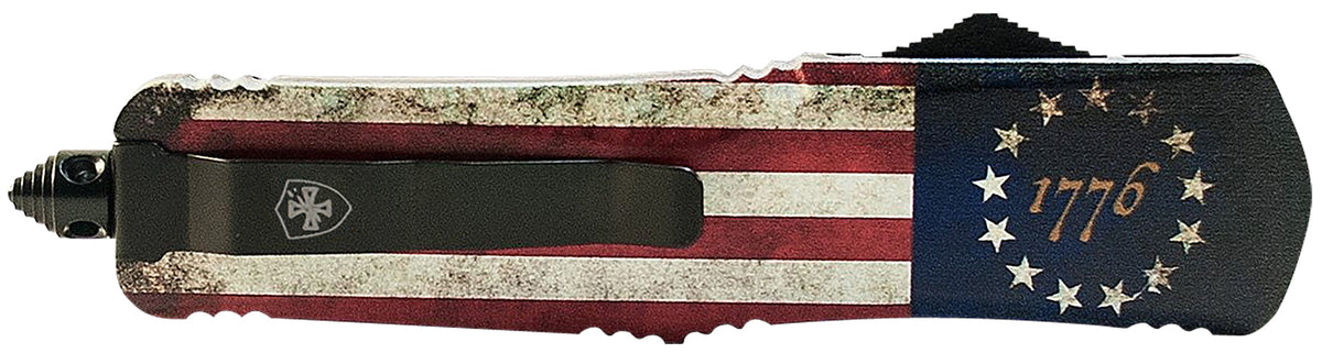 Templar Knife Gen II Betsy Ross Flag LBRF231 Large 3.50" OTF Tanto Plain 440C SS Blade 5.25" Flag Aluminum Handle