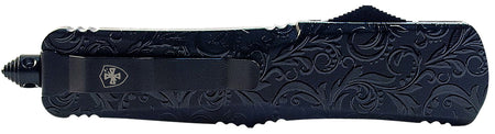 Templar Knife Gen II Maiden Gloss Large 3.50" OTF Dagger Plain 440C Stonewashed Blade, Black Gloss Aluminum Handle & Glass Breaker