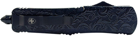 Templar Knife Gen II Maiden Gloss Slim 3.43" OTF Dagger Plain 440C Stonewashed Blade, Black Gloss Aluminum Handle & Glass Breaker