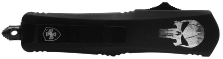 Templar Knife Gen II Fallen Slim 3.43" OTF Tanto Plain 440C Stonewashed Blade, Black Skull Aluminum Handle & Glass Breaker