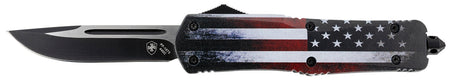 Templar Knife Gen II US Flag Large 3.50" OTF Drop Point Plain 440C Stonewashed Blade, US Flag Aluminum Handle & Glass Breaker