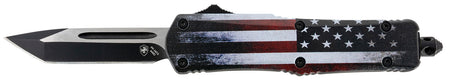 Templar Knife Gen II US Flag Small 2.69" OTF Tanto Plain 440C Stonewashed Blade, US Flag Aluminum Handle & Glass Breaker