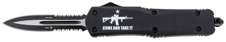 Templar Knife Gen II Come And Take It Large 3.50" OTF Part Serrated 440C Stainless Dagger, Black AR-15 Aluminum Handle