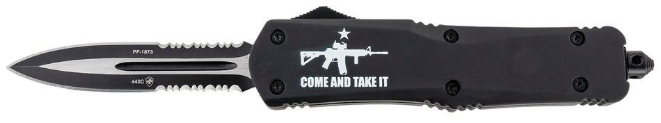 Templar Knife Gen II Come And Take It Large 3.50" OTF Part Serrated 440C Stainless Dagger, Black AR-15 Aluminum Handle