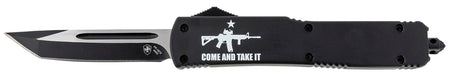 Templar Knife Gen II Come And Take It Slim OTF 3.43" Tanto Plain 440C SS Blade, 5.05" Black Aluminum Handle