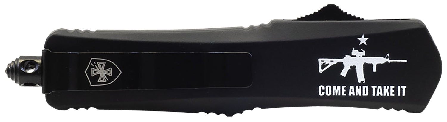 Templar Knife Gen II Come And Take It Small OTF 2.69" Tanto Part Serrated 440C SS Blade, 4.31" Black Handle