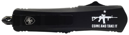 Templar Knife Gen II Come And Take It Small OTF 2.69" Tanto Part Serrated 440C SS Blade, 4.31" Black Handle