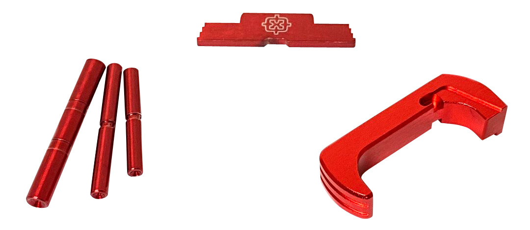 Cross Armory Glock Gen5 Extended Pin/Mag Catch/Slide Lock Kit Red Anodized