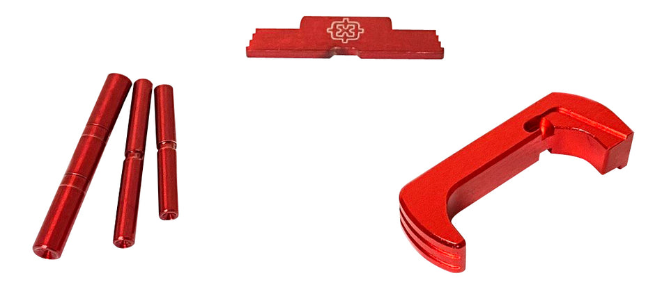 Cross Armory Glock Gen5 Extended Pin/Mag Catch/Slide Lock Kit Red Anodized