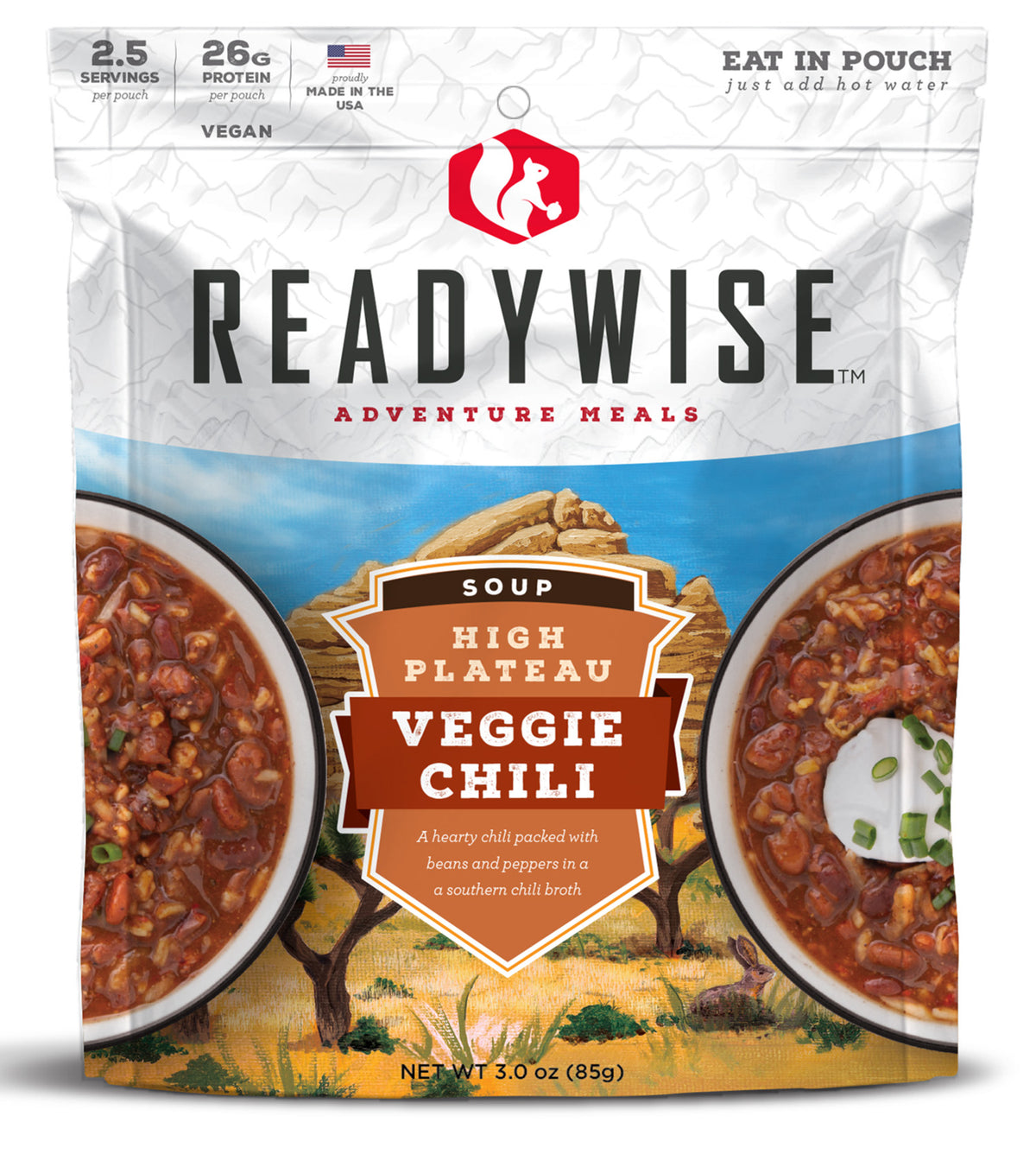 ReadyWise Chili Mac with Beef 2.5-Serving Resealable Camping Meal Pouch Case of 6
