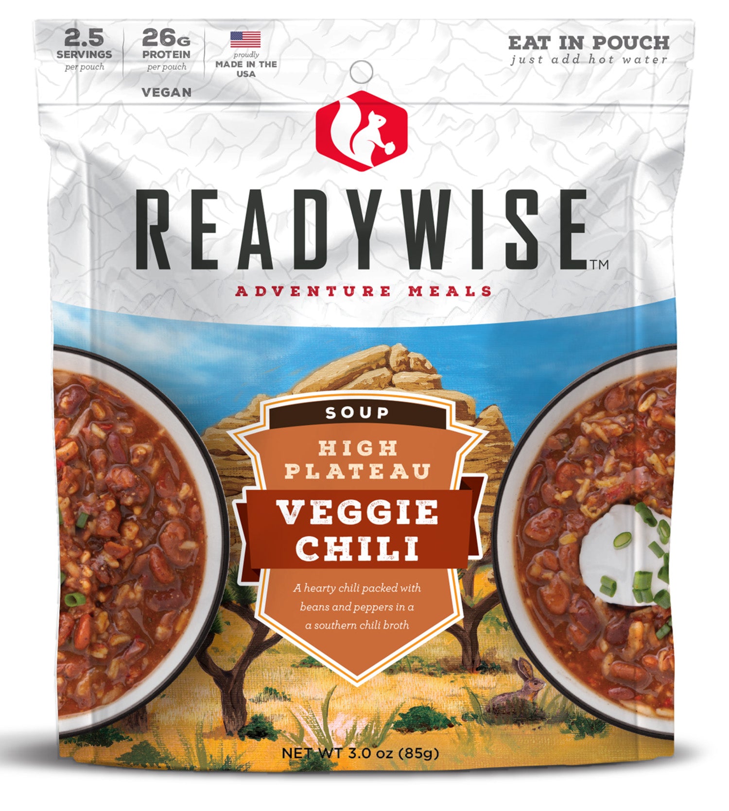 ReadyWise Chili Mac with Beef 2.5-Serving Resealable Camping Meal Pouch Case of 6