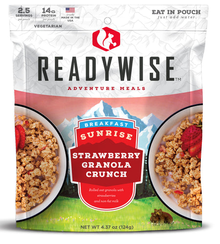 ReadyWise Strawberry Granola Crunch Breakfast 2.5-Serving Resealable Camping Meal 6 Pack