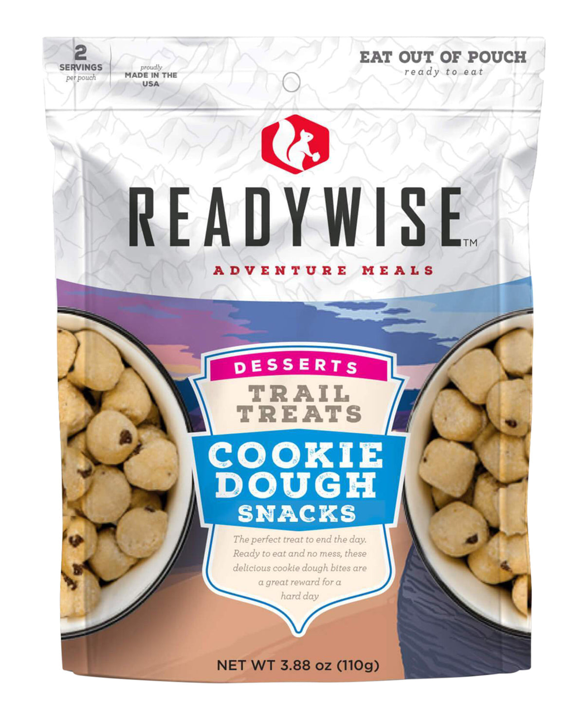 ReadyWise Cookie Dough Snacks 2-Serving Outdoor Snack Resealable Pouch Case of 6