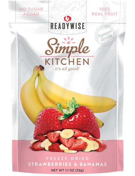 Simple Kitchen Freeze-Dried Strawberry and Banana Snack Pouch 1 Serving 6 Per Case