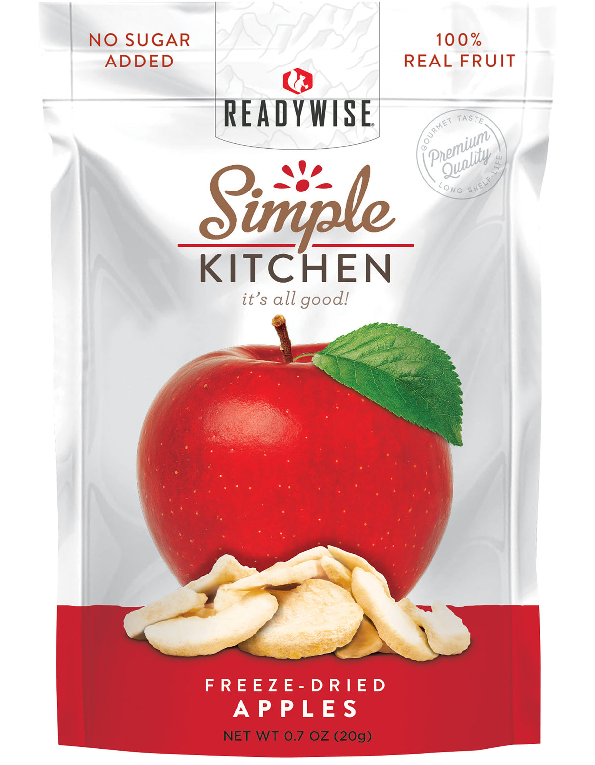 ReadyWise SK05910 Sweet Apples Freeze Dried Fruit Snack 1-Serving Pouches 6 Per Case