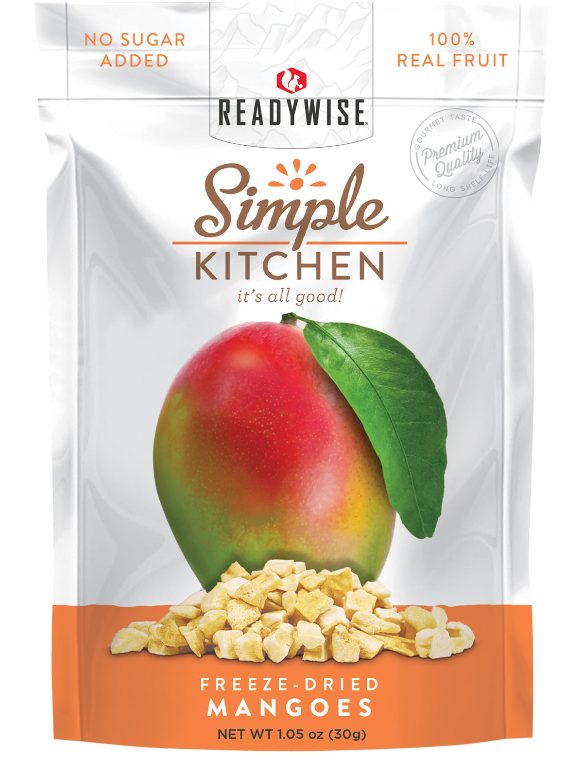 ReadyWise SK05911 Mango Freeze Dried Fruit Snack 1-Serving Pouches 6 Per Case