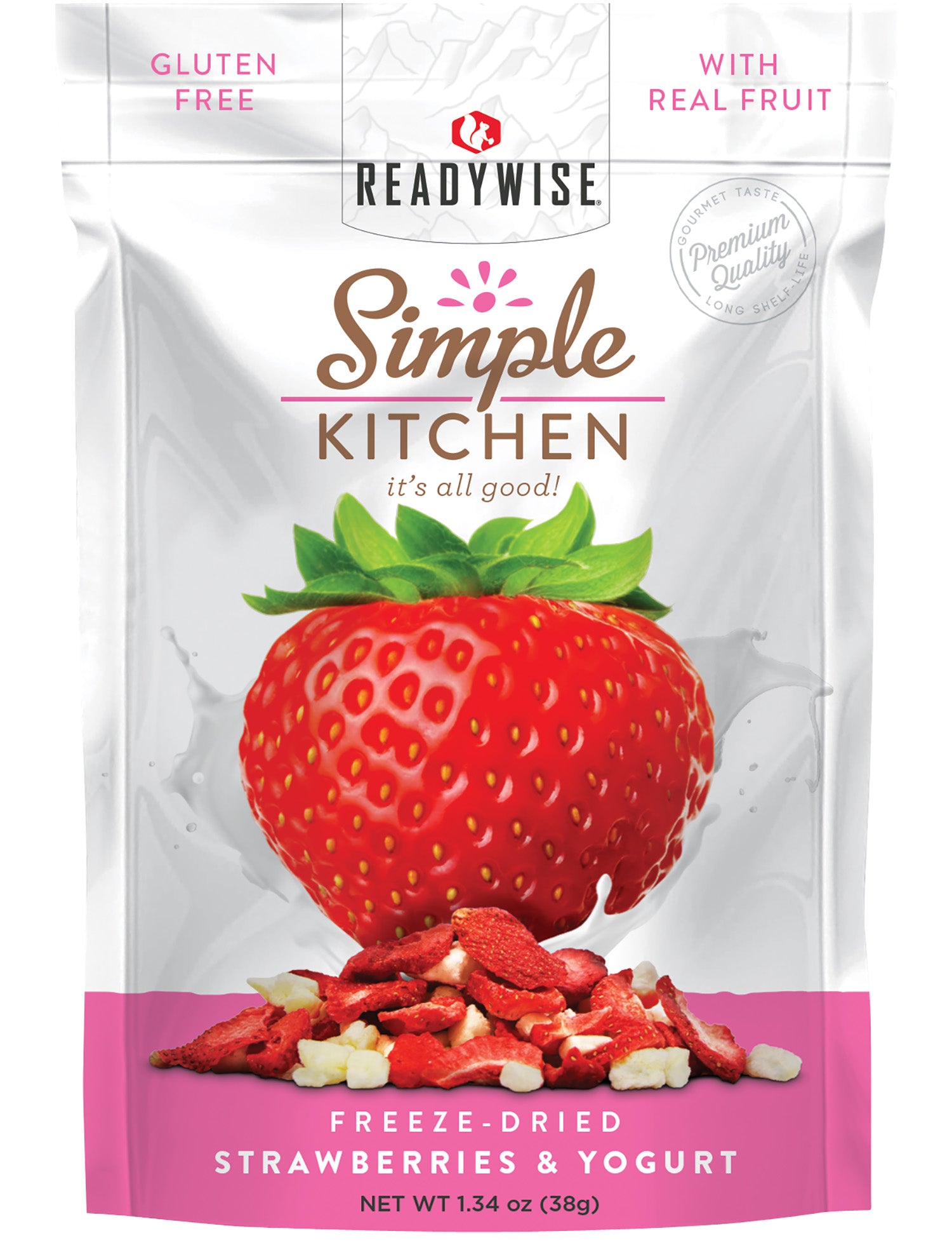 ReadyWise SK05913 Strawberry Yogurt Tart Freeze Dried Fruit Snack Pouches 6 Per Case